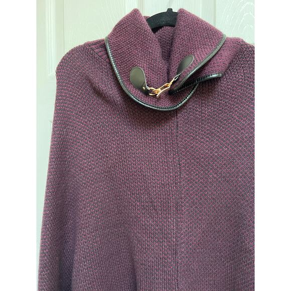 Eggplant Purple Poncho with Metal Buckle Collar - Picture 3 of 6